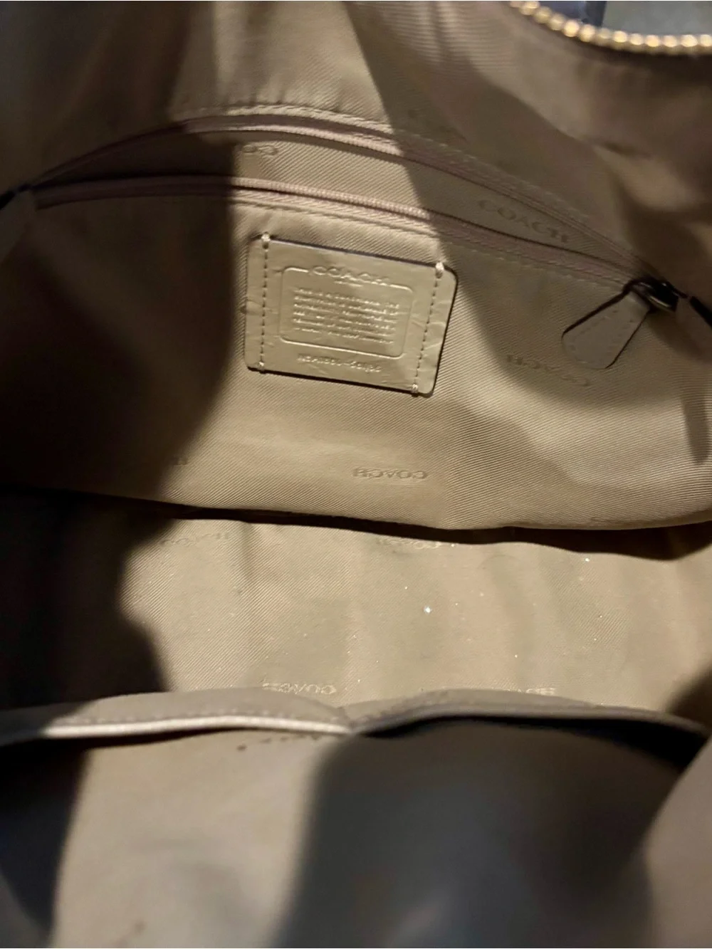 Coach Pebbled Leather Hobo in Light Taupe/Tan